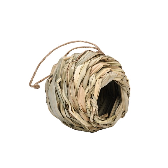 Zzbeans Hummingbird Nest House, Hand Woven Spherical Bird Hut for Outdoor Garden, Natural Grass Bird Cage Nest for Balcony Tree Decoration