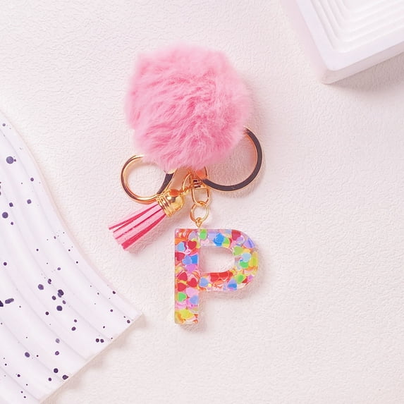 Zzbeans Initial Letter Keychain, Personalized English Alphabet Keychain Pendant, 26 Letters Cute Style Keyring for Keys Bag Gift Birthday Travel