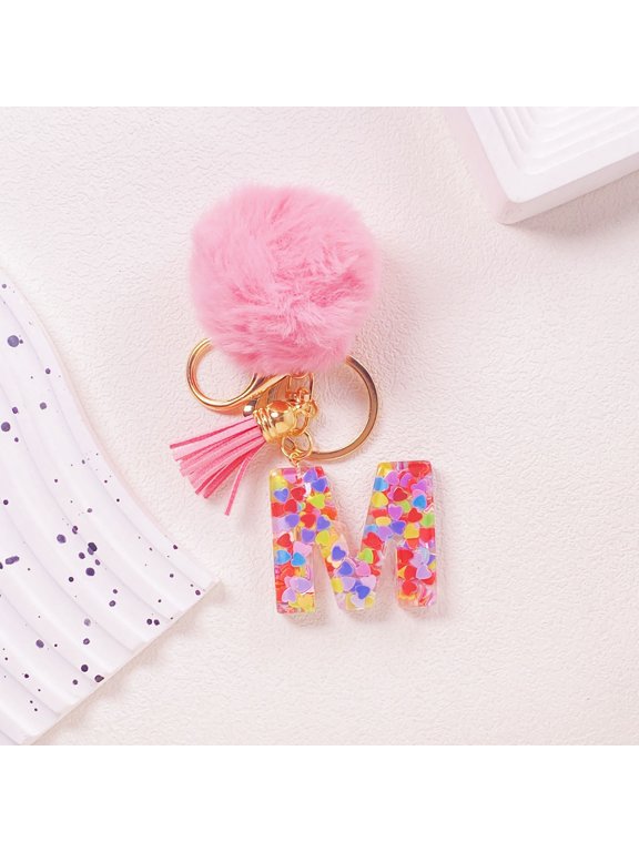 Initial Letter Keychain, Personalized English Alphabet Keychain Pendant, 26 Letters Cute Style Keyring for Keys Bag Gift Birthday Travel
