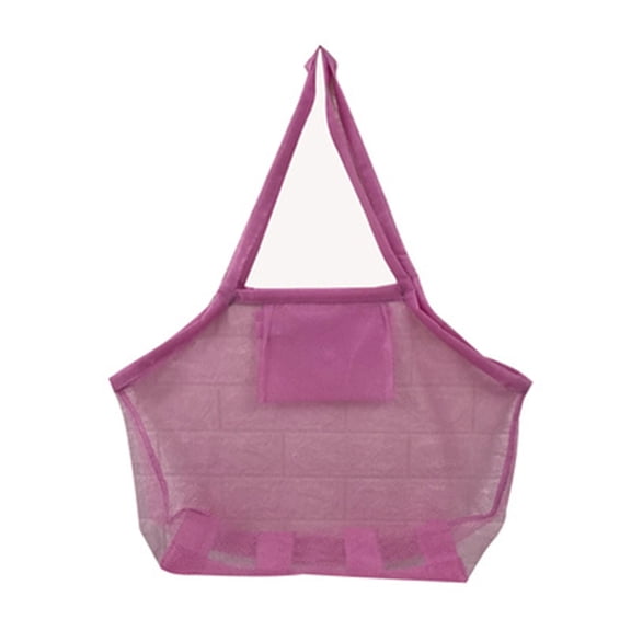 Zzbeans KidsBeach Toy Mesh Bag, Large Capacity Sand Toy Storage Bag with Zipper, Foldable Waterproof Shell Collecting Bag for Beach Travel Pool Toys, Pink