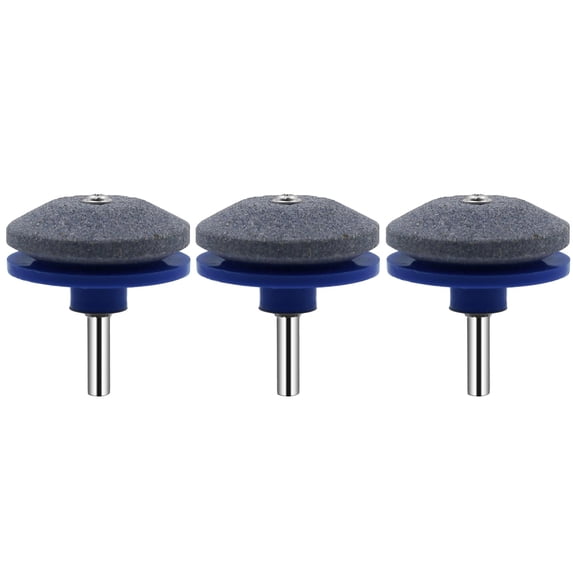 Zzbeans Lawnmower Blade Sharpener, Drill Attachment Sharpening Stone for Dull Blades, 3PC Grinding Head Kit for Mower Tractor Wind Power Industrial Knife Grinder, Dark Blue
