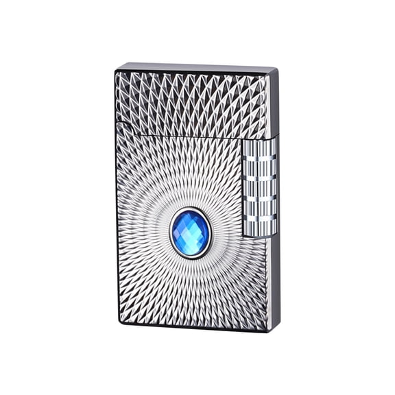 Zzbeans Long Sound Steel Tone Slide Inflatable Lighter, Open Flame Slant Flame Butane Refillable Lighter, Birthday Christmas Gift for Men Fathers Husband with Easy Operation and Safe Lock, Black