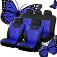 thumbnail image 1 of Zzbeans Memory Silk Car Seat Covers, Universal Embroidered 5-Seater 9-Piece Set, Breathable Nonslip Car Seat Cushion for Comfortable Driving, Blue, 1 of 2