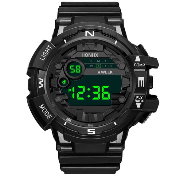 Zzbeans Men's LED Digital Military Sport Watch, 50M Waterproof Shock Resistant Quartz Wristwatch, Multi-Function Stopwatch Alarm Date Backlight for Outdoor Swimming Gifts, Black