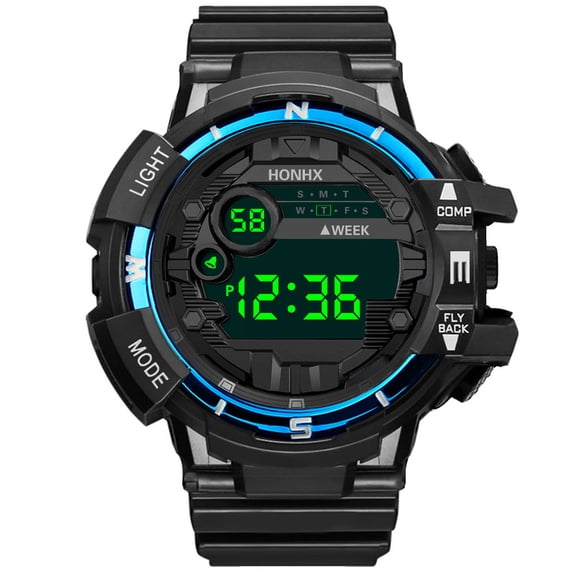 Zzbeans Men's LED Digital Military Sport Watch, 50M Waterproof Shock Resistant Quartz Wristwatch, Multi-Function Stopwatch Alarm Date Backlight for Outdoor Swimming Gifts, Blue