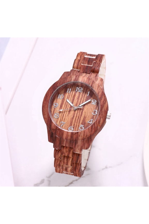 Men's Watch, High-End Fashion Wood Grain Quartz Watch, Digital Wood Grain Wristwatch with Pin Buckle for Men Gift