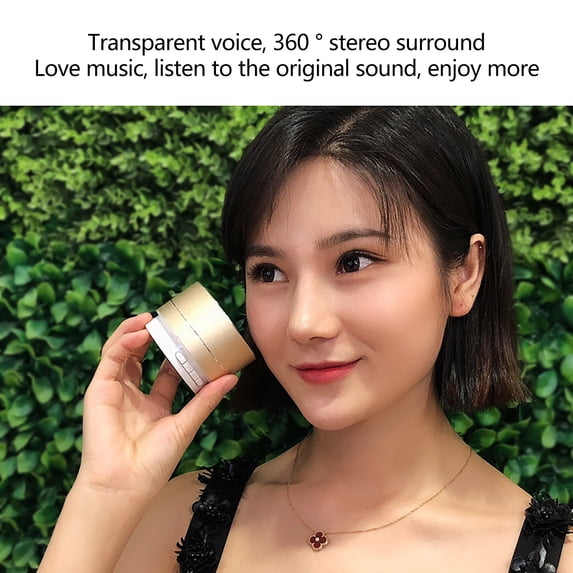 Zzbeans Metal Bluetooth Speaker, Mini Portable Speaker with LED Lights and Memory Card Slot, Bluetooth 5.0 Wireless Speaker for Phone Computer Audio, Luminous Party Travel Office Home Use, Gold