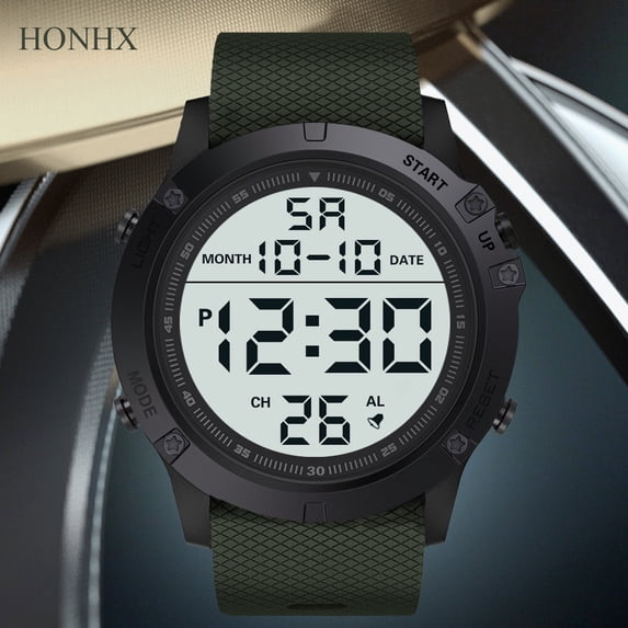 Zzbeans Military Sports Watch, LED Digital Water Watch for Men, 50M Waterproof Shock Resistant Outdoor Watch, Multi-Function Stopwatch Alarm Backlight Wristwatch for Swimming Shower Gifts, Army Green