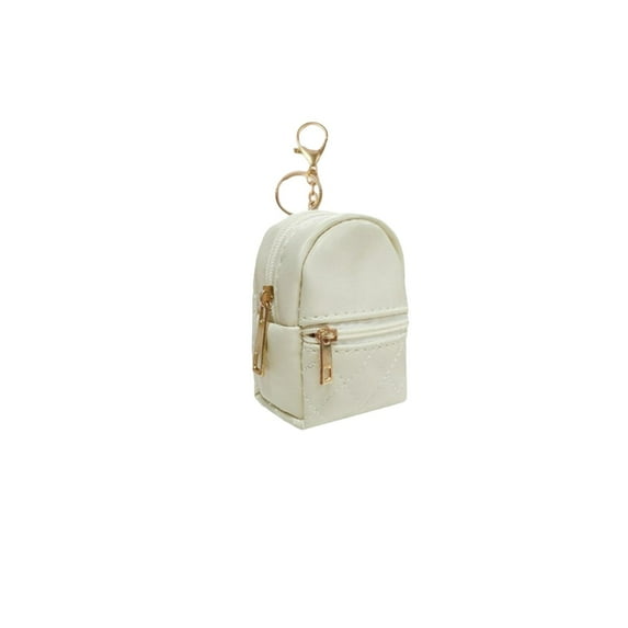 Zzbeans Mini Coin Purse Key Wallet, Compact Backpack Shaped Keychain Wallet for Women, Small Zipper Pouch for Cash Keys Cards, Cute Travel Gift, Beige