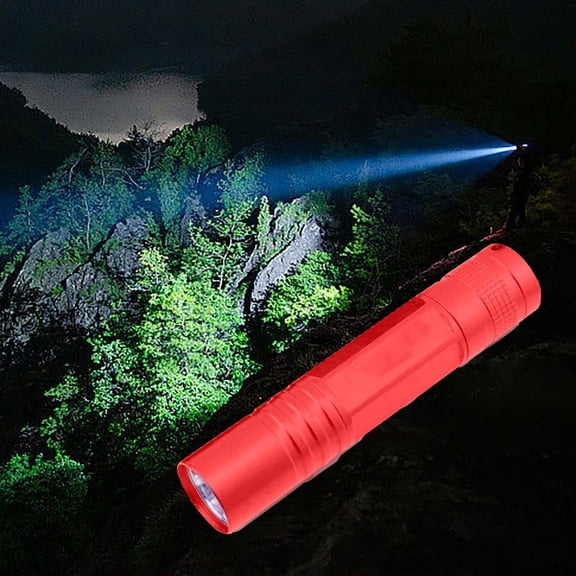 Zzbeans Mini LED Flashlight, Pocket Flashlight with 250 Lumens, Portable Strong Light Flashlight for Camping Hiking Emergency, Small Aluminum Alloy Flashlight for Home Car Dog Walking Gift, Red