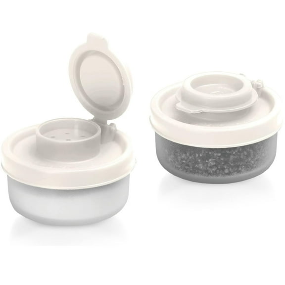 Zzbeans Mini Seasoning Jars, Reusable Plastic Pepper Shakers for Camping Picnic, Spill-Proof Airtight Spice Containers for Food Lunch Box Travel Kitchen, White