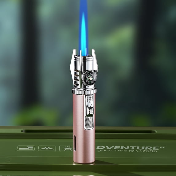 Zzbeans Mini Torch Lighter, Portable Butane Igniter for Kitchen Gas Stove, Refillable Windproof Jet Flame Lighter for Candle BBQ Camping, Rose Gold