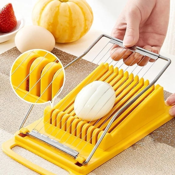 Zzbeans Multifunction Stainless Steel Food Slicer, 10-Wire Luncheon Meat Ham Cutter, Evenly Dividing Tool for Fruit Cheese Toast and Cold Cuts, Yellow