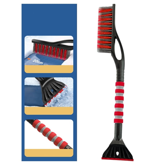 Zzbeans Multifunctional Car Snow Removal Shovel, Detachable Winter Snow Scraper Brush Tool, Heavy Duty Ice Scraper for Vehicle Windshield and Body Efficient Snow Sweeper, Red