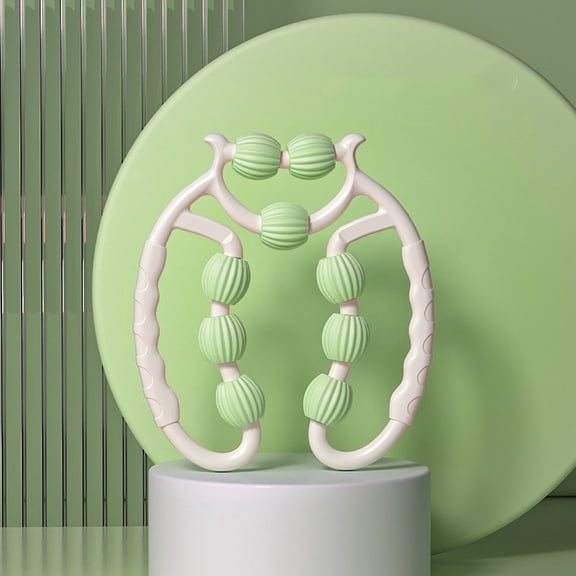 Zzbeans Muscle Roller, 15 Wheel Deep Tissue Massage Roller for Legs Thighs Arms, Adjustable Pressure Muscle Relaxer for Yoga Workout Recovery and Cellulite Massage Tool, Green