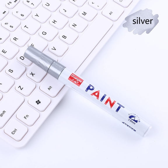 Zzbeans Oil-Based Paint Marker Pen, 1ml Permanent Ink Pen for Metal Ceramic Tire, Quick-Dry Oily Marker Pen for Art Sketching Writing, 12 Colors Multi-Surface Paint Pen for Wood Plastic Glass, Silver
