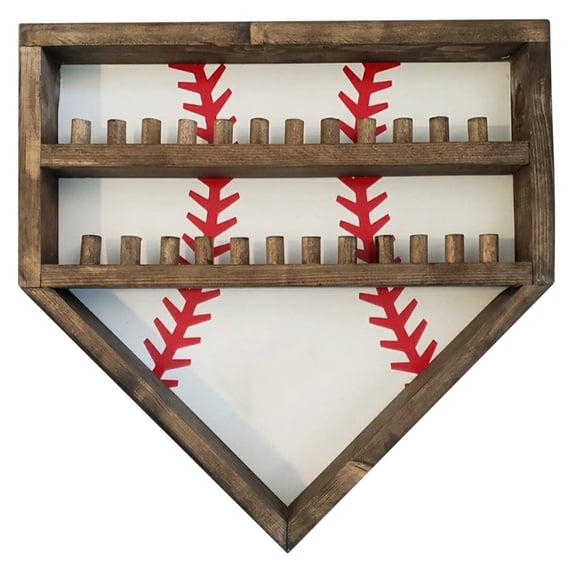 Zzbeans Personalized Baseball Championship Ring Display Frame, Custom Home Ring and Medal Display Rack, Wall Mounted Trophy Showcase for Bedroom Living Room Office Decor, White