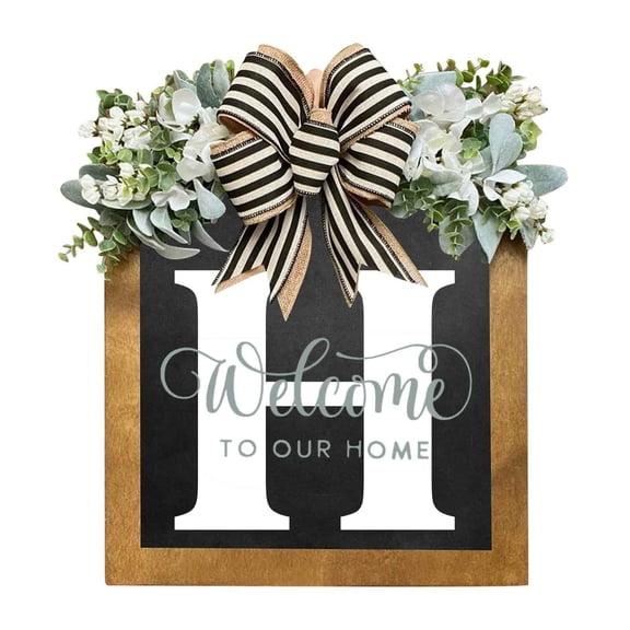 Zzbeans Personalized Wooden Letter Wreath, Custom Last Name Front Door Hanger Sign, Decorative Year-Round Welcome Plaque for Wedding Home Blessing Gift