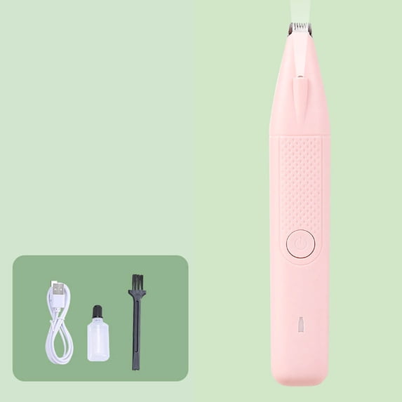 Zzbeans Pet Grooming Clippers, Low Noise Dog Paw Hair Trimmer, Safe USB Rechargeable Pet Foot Hair Shaver for Dogs Cats Small Animals, Pink