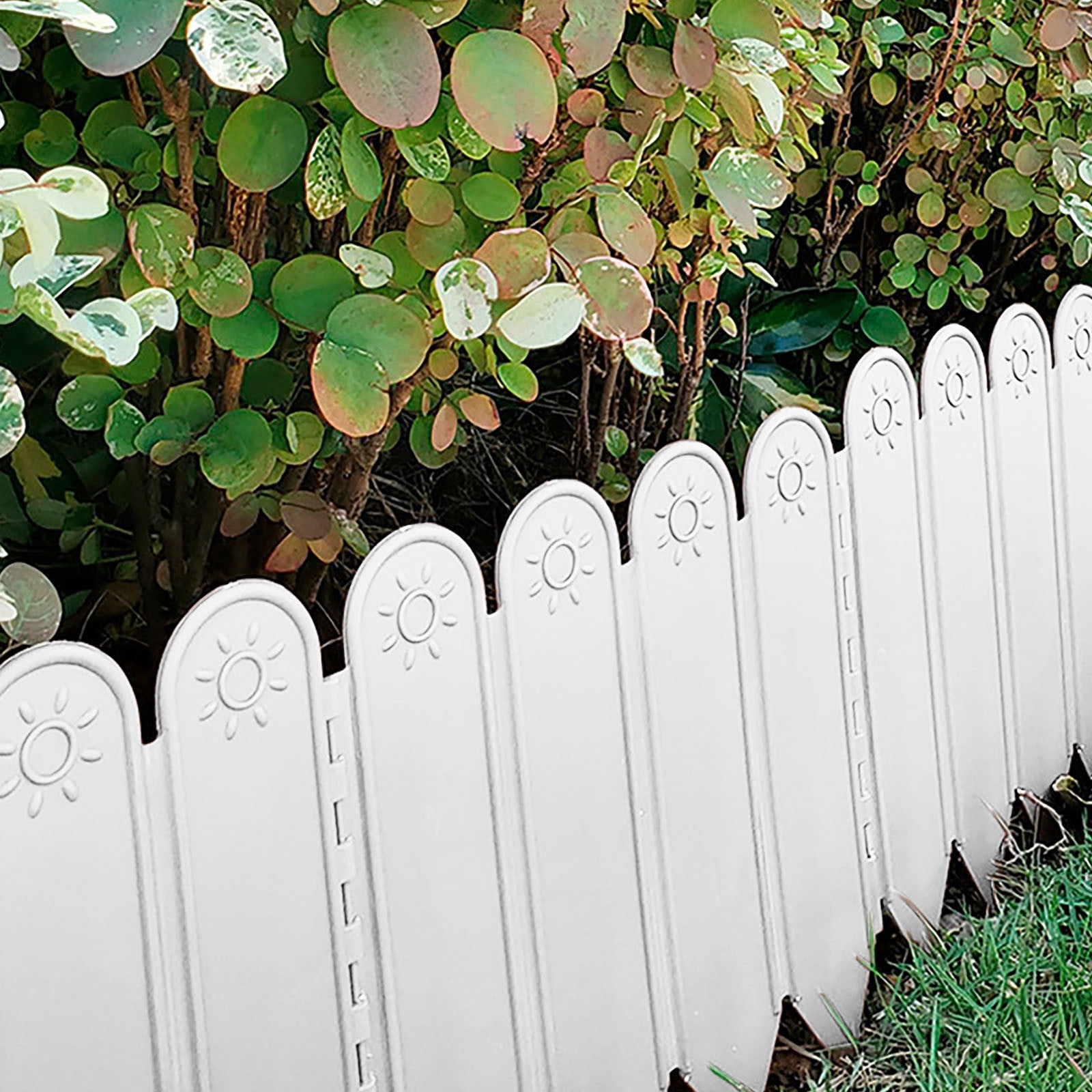 Zzbeans Plastic Garden Fence, Decorative Flower Bed Border for Courtyard Greening, Vegetable Garden Fencing Board for Outdoor Landscaping and Protection, White