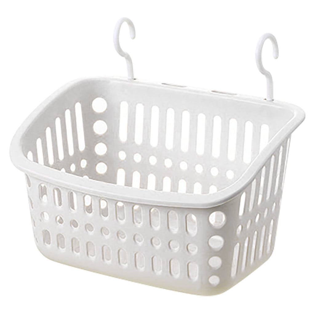 Zzbeans Plastic Hanging Shower Basket with Hook, Removable Storage Organizer for Bathroom Kitchen, Space Saving Shower Caddy for Gel Soap Sponge Towel