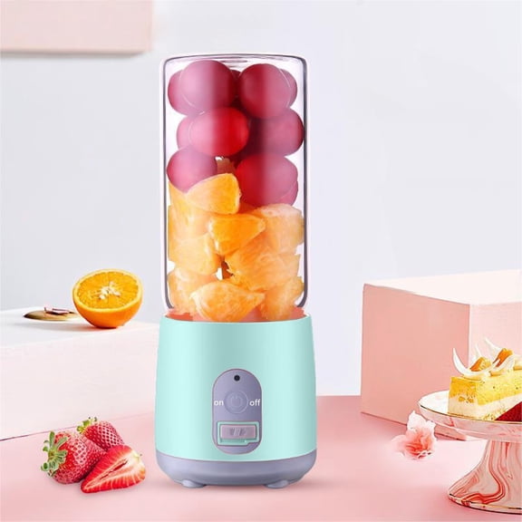 Zzbeans Portable Juicer Cup, Rechargeable Mini Juicer for Outdoor Travel, USB Charging Personal Blender for Smoothies and Shakes, Compact Juice Maker for Gym Hiking Home Office, Light Blue