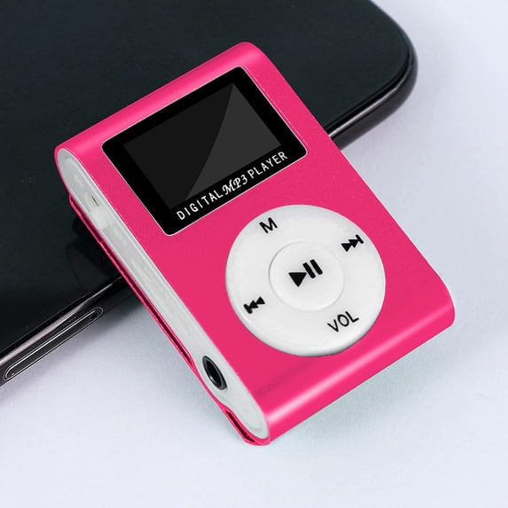 Zzbeans Portable MP3 Player, USB Clip On Music Player with LCD Screen, Compact Sports MP3 Player for Running Gym Workout, Supports Micro SD Card and ID3 Lyrics Display, Pink
