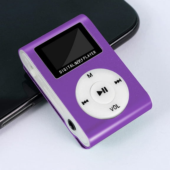 Zzbeans Portable MP3 Player, USB Clip On Music Player with LCD Screen, Compact Sports MP3 Player for Running Gym Workout, Supports Micro SD Card and ID3 Lyrics Display, Purple