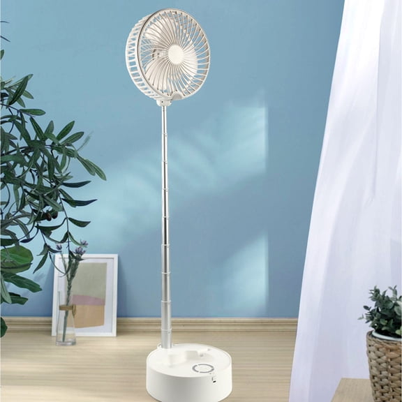 Zzbeans Portable Rechargeable Fan, Folding Telescopic Stand & Table Fan with LED Light, Adjustable Height 3 Speed Quiet Office Home Outdoor Camping Fan, USB Powered Battery Operated Desk Pedestal