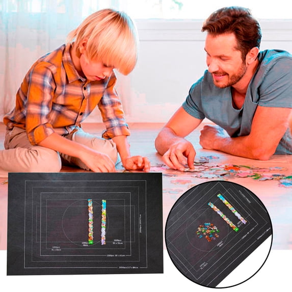 Zzbeans Puzzle Roll Up Mat for 3000 Pieces, Large Puzzle Storage Mat with Drawstring Bag, Portable Jigsaw Puzzle Organizer Mat for Adults Kids, Black