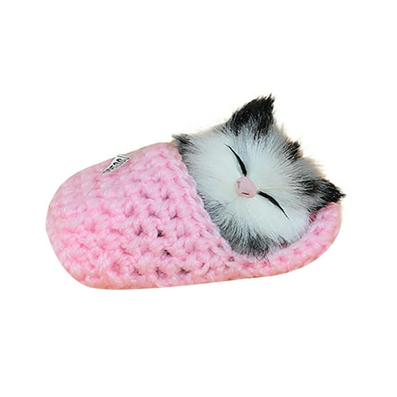 Zzbeans Realistic Sleeping Furry Animal Toy with Sound, Lifelike Breathing Stuffed Plush Pet Decor Gift for Kids, Soft Fluffy Hugging Toy Dog Cat Puppy Kitten for Children Bedroom Nursery, Pink