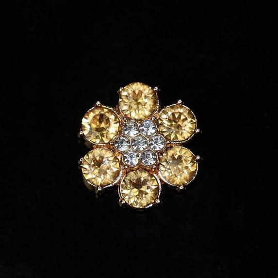 Zzbeans Rhinestone Button Covers, Detachable Shirt Button Clips Jewelry, Crystal Fancy Decorative Buttons for Clothing Blouses Dresses Crafts, Yellow