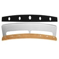 thumbnail image 1 of Zzbeans Rocking Pizza Cutter, Two-Handle Semicircular Pizza Knife with Wooden Handle, Stainless Steel Rocker Blade Cutter for Pizza Cheesecake Brownies, Dishwasher Safe Kitchen Slicing Tool, 1 of 1