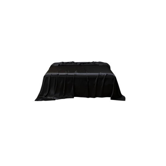 Zzbeans Satin Bed Sheets, Luxury Silk Bedding Set, Solid Color Washable Polyester Sheet, Queen Size 66x88 Inches, Deep Pocket Fitted Sheet for Mattress, Black