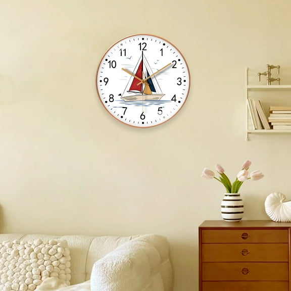 Zzbeans Silent Wall Clock, 8 Inch Battery Operated Quartz Clock, Non-Ticking Decorative Clock for Bedroom Kitchen Office, Easy Read Large Number Clock