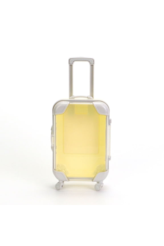 Small Transparent Suitcase, Mini Travel Luggage with Wheels, Clear Simulation Storage Case for Organizing Toys Jewelry Home Display, Yellow
