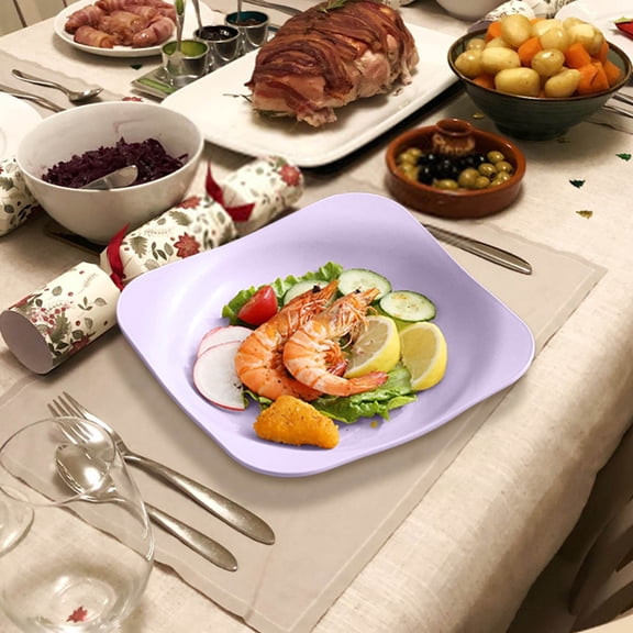 Zzbeans Square Snack Tray, Large Capacity Food Serving Platter for Fruit Candy Appetizers, Durable Easy Clean Coffee Table Party Tray for Home Living Room Dining, Purple