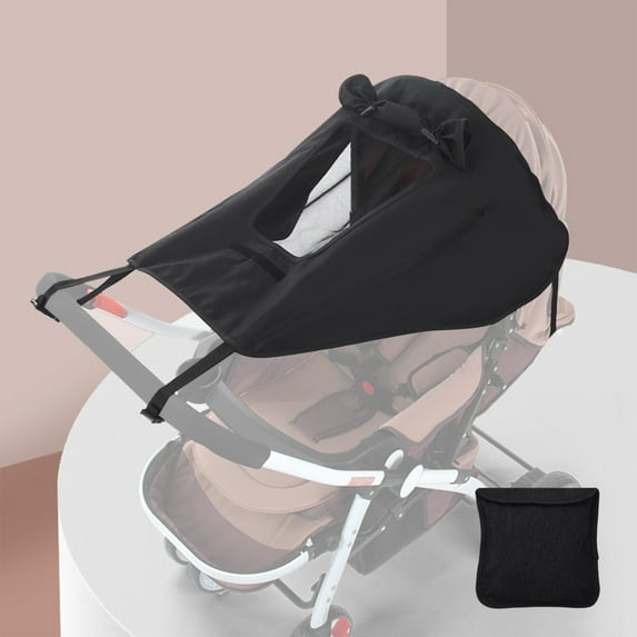 Zzbeans Stroller Sun Shade, UV Protection Sunscreen with Transparent Window, Universal Light Blocking Stroller Cover for Baby, Sunshade Accessories for High-View and Two-Way Strollers, Black