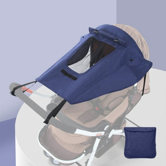 Zzbeans Stroller Sun Shade, UV Protection Sunscreen with Transparent Window, Universal Light Blocking Stroller Cover for Baby, Sunshade Accessories for High-View and Two-Way Strollers, Blue