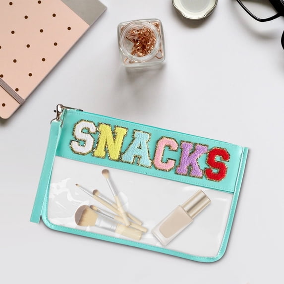 Zzbeans Transparent Zipper Snack Bag, Waterproof Portable Handheld Makeup Pouch, Clear Toiletry Organizer Bag for Travel Cosmetics Storage and Food Snacks