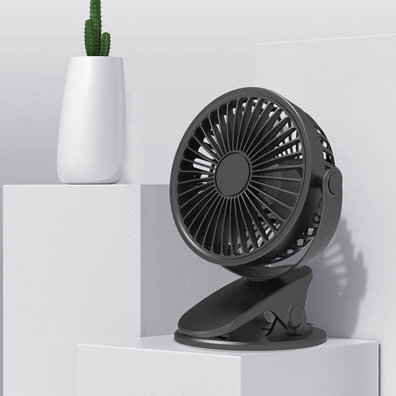 Zzbeans USB Clip Fan, Portable Silent 3-Speed Personal Fan, Powerful Mini Desk Fan with 360° Rotation for Home Office Car Bed Stroller, Black