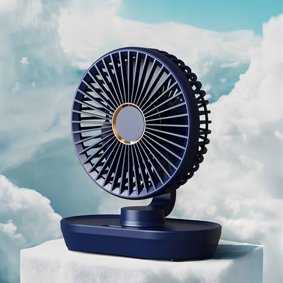 Zzbeans USB Desk Fan, 5-Speed Portable Office Fan with LED Display, Personal Desk Fan for Dormitory Home Office Travel, Quiet Cooling Circulation Fan with Foldable Hook, Purple
