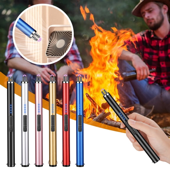 Zzbeans USB Rechargeable Electronic Lighter, Windproof Arc Igniter for Candles & Stoves, Gradual Ignition USB Charging Lighter for Aromatherapy Gas Grill Indoor Outdoor Use, Black
