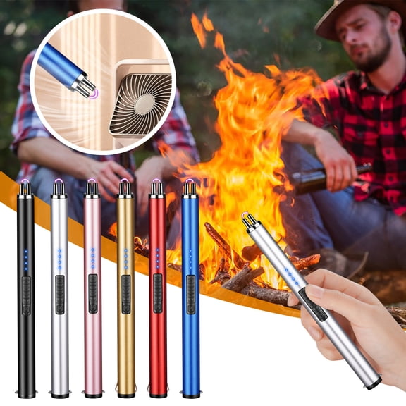 Zzbeans USB Rechargeable Electronic Lighter, Windproof Arc Igniter for Candles & Stoves, Gradual Ignition USB Charging Lighter for Aromatherapy Gas Grill Indoor Outdoor Use, Silver