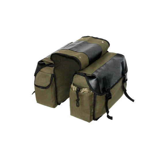 Zzbeans Upgraded Motorcycle Saddle Bags, Canvas Leather Side Bags with Extra Pockets, Durable Riding Luggage for Tools and Cycling Gear, Army Green