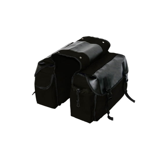 Zzbeans Upgraded Motorcycle Saddle Bags, Canvas Leather Side Bags with Extra Pockets, Durable Riding Luggage for Tools and Cycling Gear, Black