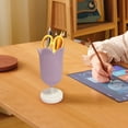 thumbnail image 1 of Zzbeans Vintage Flower Pen Container, Makeup Brush Organizer Bucket, Plastic Pen Pencil Holder for Desk, Cute Study Table Ornament for Office Classroom Bedroom Decor, Purple, 1 of 5