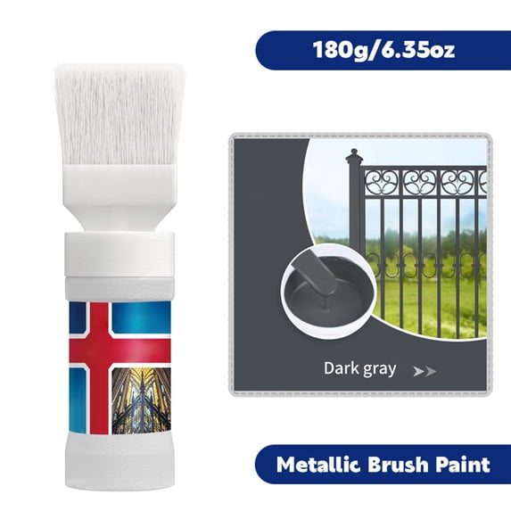 Zzbeans Water-Based Rust-Proof Metal Paint with Built-In Brush, Fast-Drying Anti-Rust Coating for DIY Home Renovation, Protective Paint for Metal Furniture Gates Fences Tools Surfaces, Gray