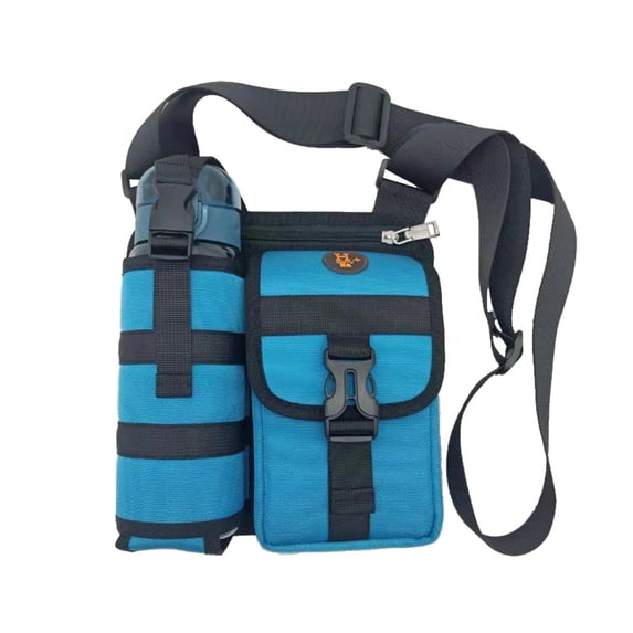 Zzbeans Water Bottle Shoulder Bag, Outdoor Sports Backpack with Mesh Pockets, Travel Workout Bag for Gym Hiking Swimming Beach Camping, Light Blue