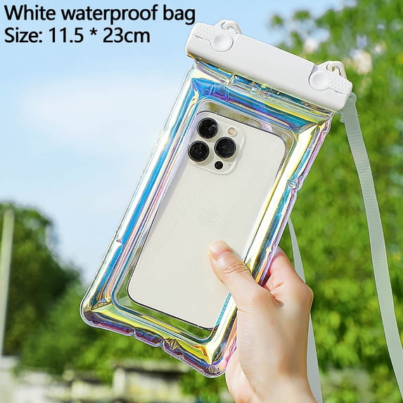 Zzbeans Waterproof Phone Pouch, Touchscreen Friendly Swimming Bag for Android, Clear Transparent Dry Bag Case for Beach Pool Drifting, Water Accessory Gear Storage Pouch, White